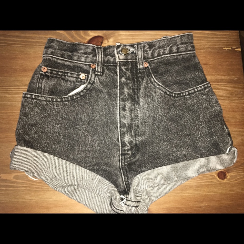 Self-made high waisted denim shorts